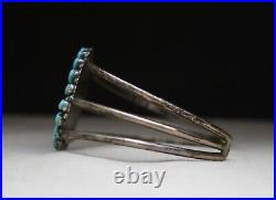 Vintage Native American Navajo Turquoise Petit Point Sterling Silver Bracelet