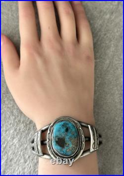 Vintage Native American Navajo Turquoise Pyrite Sterling silver Bracelet 51+gr