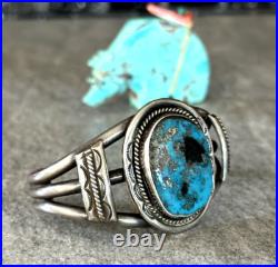 Vintage Native American Navajo Turquoise Pyrite Sterling silver Bracelet 51+gr