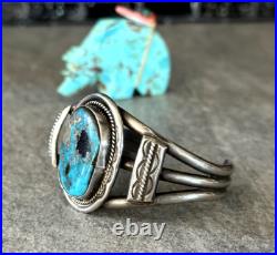 Vintage Native American Navajo Turquoise Pyrite Sterling silver Bracelet 51+gr