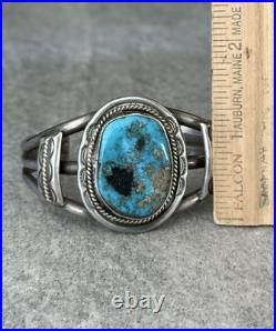 Vintage Native American Navajo Turquoise Pyrite Sterling silver Bracelet 51+gr