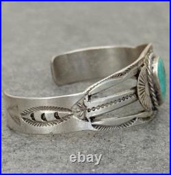 Vintage Native American Navajo Turquoise SPLIT SHANK Sterling Bracelet 6.5 in