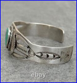 Vintage Native American Navajo Turquoise SPLIT SHANK Sterling Bracelet 6.5 in