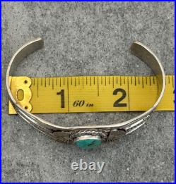 Vintage Native American Navajo Turquoise SPLIT SHANK Sterling Bracelet 6.5 in