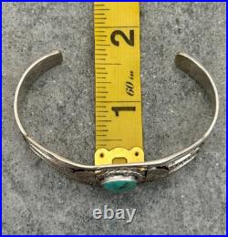 Vintage Native American Navajo Turquoise SPLIT SHANK Sterling Bracelet 6.5 in