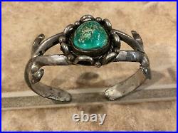 Vintage Native American Navajo Turquoise Silver Cuff Bracelet