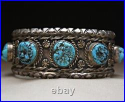 Vintage Native American Navajo Turquoise Sterling Cuff Bracelet Fannie Platero