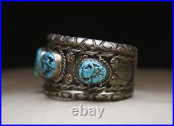 Vintage Native American Navajo Turquoise Sterling Cuff Bracelet Fannie Platero