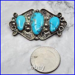 Vintage Native American Navajo Turquoise Sterling Pin Booch