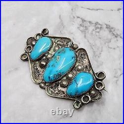 Vintage Native American Navajo Turquoise Sterling Pin Booch