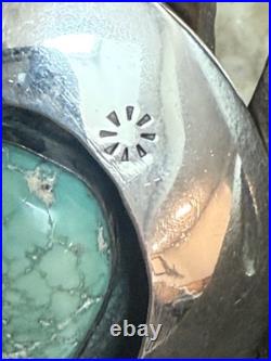 Vintage Native American Navajo Turquoise Sterling Shadow Box Pendant Hallmark H