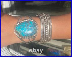 Vintage Native American Navajo Turquoise Sterling Silver Bangle Bracelet
