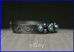 Vintage Native American Navajo Turquoise Sterling Silver Bracelet Large Size