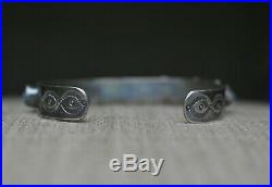 Vintage Native American Navajo Turquoise Sterling Silver Bracelet Large Size