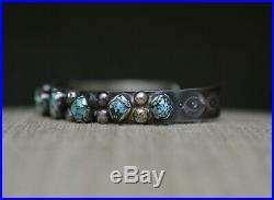 Vintage Native American Navajo Turquoise Sterling Silver Bracelet Large Size