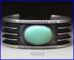 Vintage Native American Navajo Turquoise Sterling Silver Cuff Bracelet