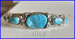 Vintage Native American Navajo Turquoise Sterling Silver Cuff Bracelet