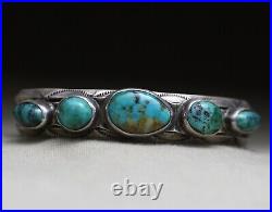 Vintage Native American Navajo Turquoise Sterling Silver Cuff Bracelet