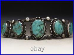 Vintage Native American Navajo Turquoise Sterling Silver Cuff Bracelet