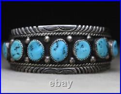 Vintage Native American Navajo Turquoise Sterling Silver Cuff Bracelet