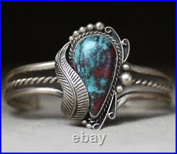 Vintage Native American Navajo Turquoise Sterling Silver Cuff Bracelet