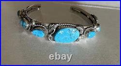 Vintage Native American Navajo Turquoise Sterling Silver Cuff Bracelet