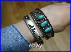 Vintage Native American Navajo Turquoise Sterling Silver Cuff Bracelet