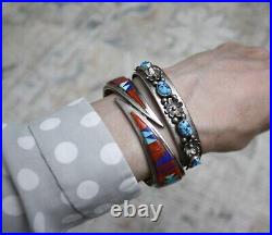 Vintage Native American Navajo Turquoise Sterling Silver Cuff Bracelet