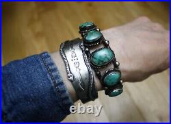 Vintage Native American Navajo Turquoise Sterling Silver Cuff Bracelet