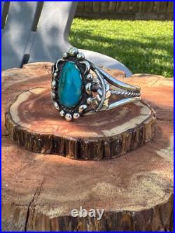 Vintage Native American Navajo Turquoise Sterling Silver Cuff Bracelet