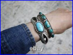 Vintage Native American Navajo Turquoise Sterling Silver Cuff Bracelet