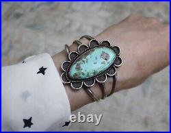 Vintage Native American Navajo Turquoise Sterling Silver Cuff Bracelet