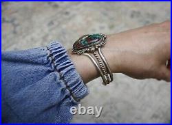 Vintage Native American Navajo Turquoise Sterling Silver Cuff Bracelet