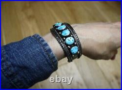 Vintage Native American Navajo Turquoise Sterling Silver Cuff Bracelet