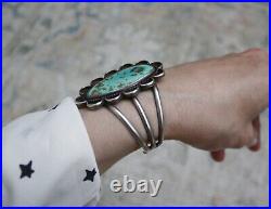Vintage Native American Navajo Turquoise Sterling Silver Cuff Bracelet