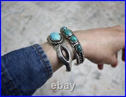 Vintage Native American Navajo Turquoise Sterling Silver Cuff Bracelet