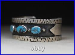 Vintage Native American Navajo Turquoise Sterling Silver Cuff Bracelet