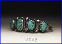 Vintage Native American Navajo Turquoise Sterling Silver Cuff Bracelet