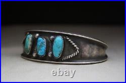 Vintage Native American Navajo Turquoise Sterling Silver Cuff Bracelet