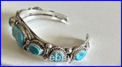 Vintage Native American Navajo Turquoise Sterling Silver Cuff Bracelet