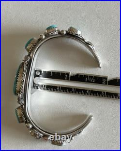 Vintage Native American Navajo Turquoise Sterling Silver Cuff Bracelet