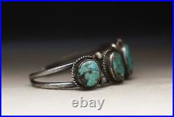 Vintage Native American Navajo Turquoise Sterling Silver Cuff Bracelet