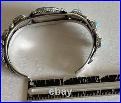 Vintage Native American Navajo Turquoise Sterling Silver Cuff Bracelet