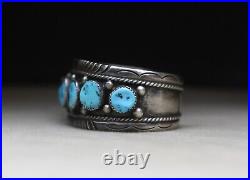 Vintage Native American Navajo Turquoise Sterling Silver Cuff Bracelet