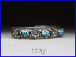 Vintage Native American Navajo Turquoise Sterling Silver Cuff Bracelet