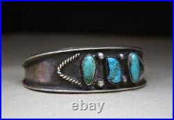 Vintage Native American Navajo Turquoise Sterling Silver Cuff Bracelet