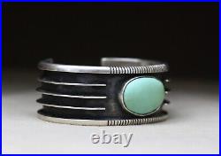 Vintage Native American Navajo Turquoise Sterling Silver Cuff Bracelet