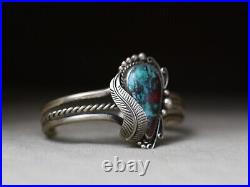 Vintage Native American Navajo Turquoise Sterling Silver Cuff Bracelet
