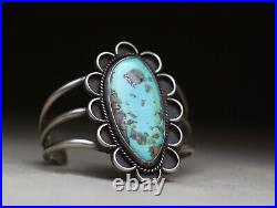 Vintage Native American Navajo Turquoise Sterling Silver Cuff Bracelet