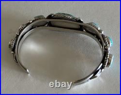 Vintage Native American Navajo Turquoise Sterling Silver Cuff Bracelet